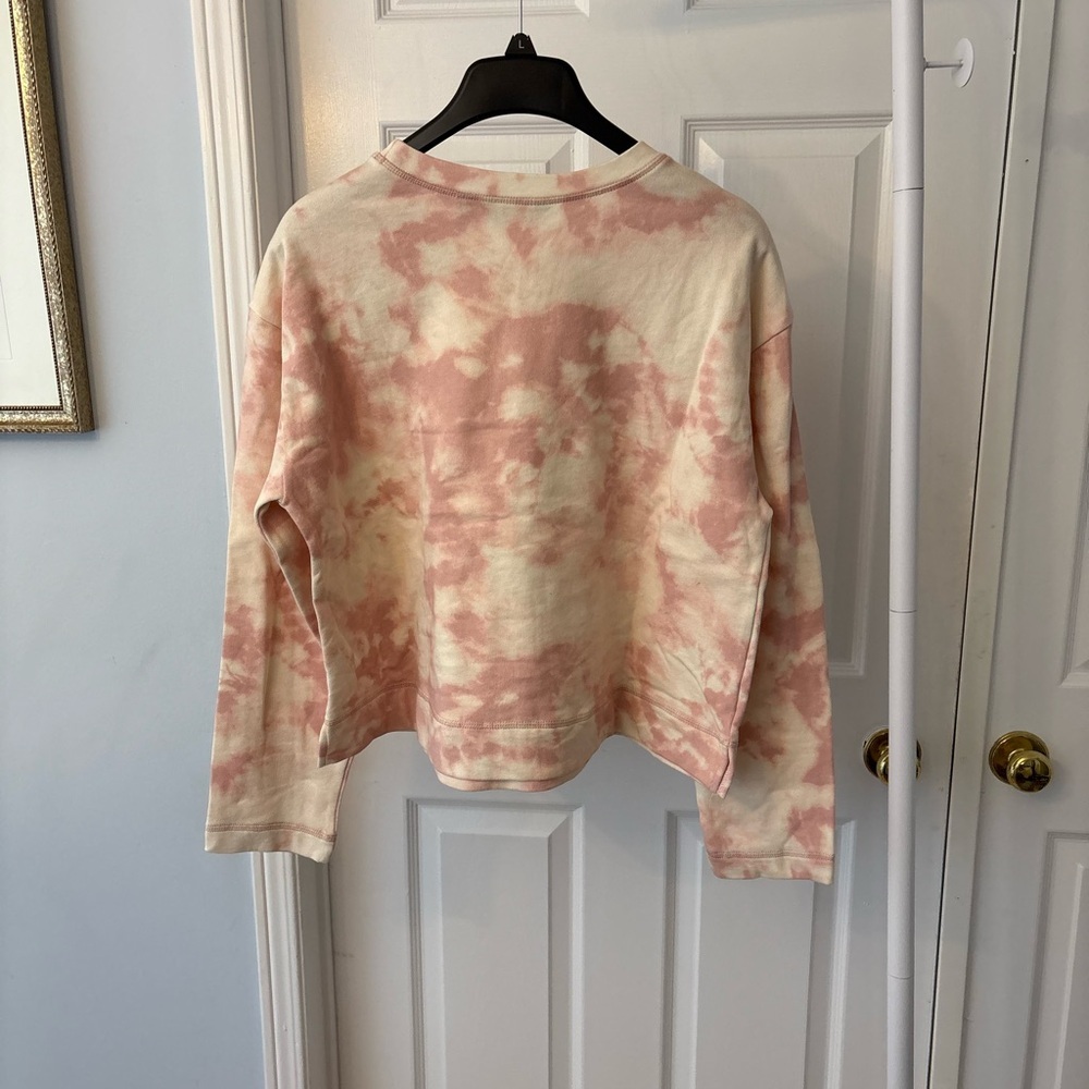 G by Giuliana Pink & Cream Tie-Dye Crewneck Sweatshirt Size Medium Cotton - Picture 8 of 9